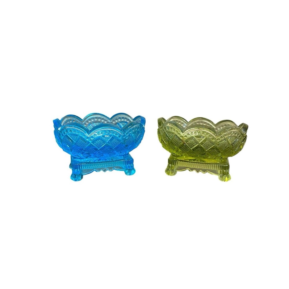 Henry Ford Museum Blue & Green Open Salt Cellars Set Of 2